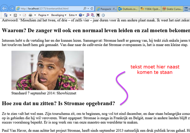 Vooraleer het float attribuut in te stellen